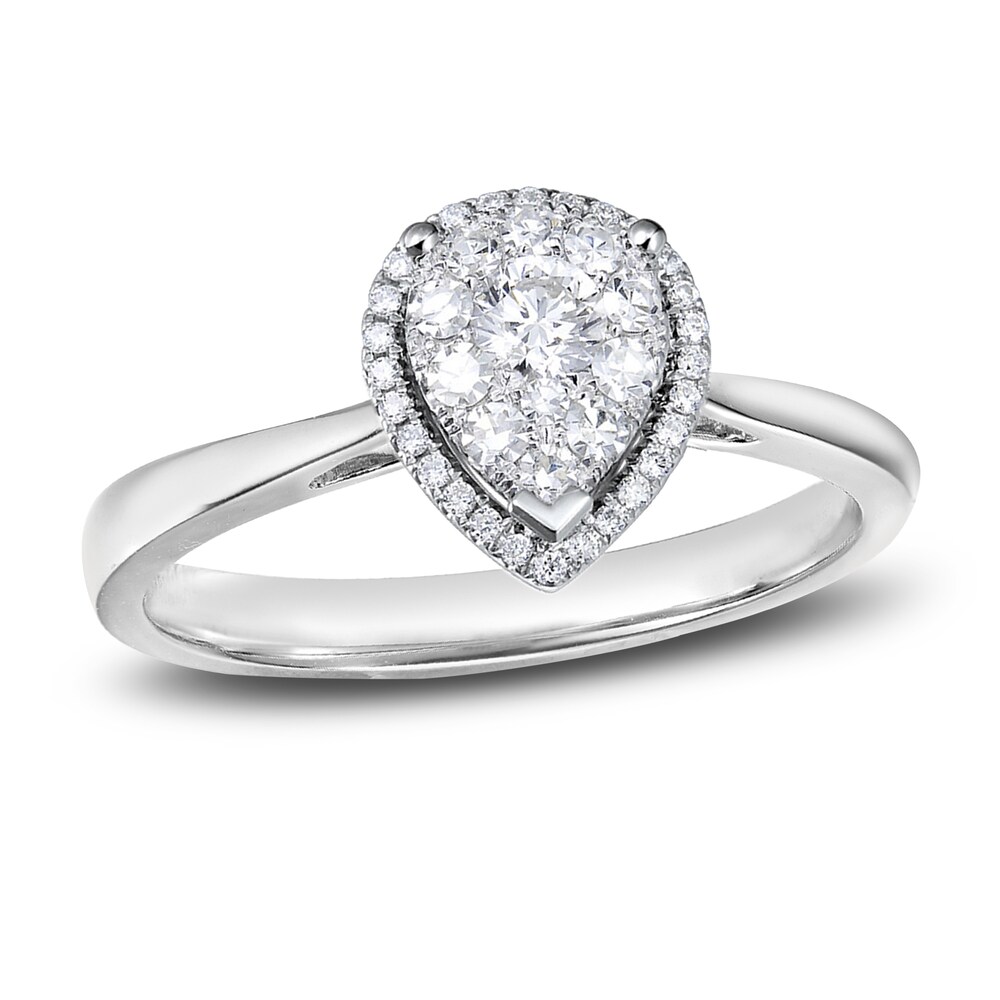 Diamond Engagement Ring 1/2 ct tw Round 14K White Gold 3SXh4A0O