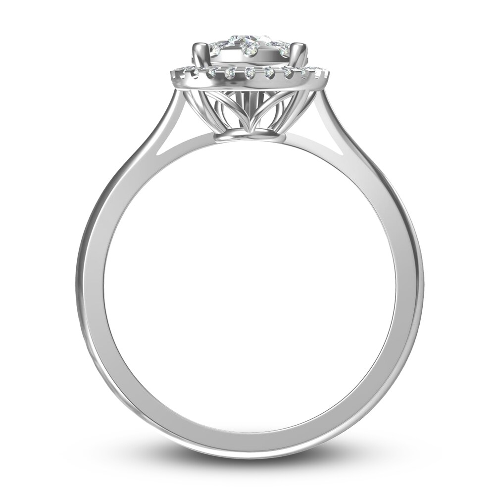 Diamond Engagement Ring 1/2 ct tw Round 14K White Gold 3SXh4A0O