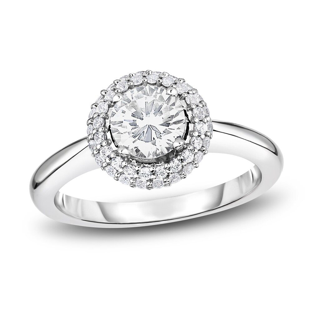 Diamond Halo Engagement Ring 1 ct tw Round 14K White Gold 3VmEbjGR