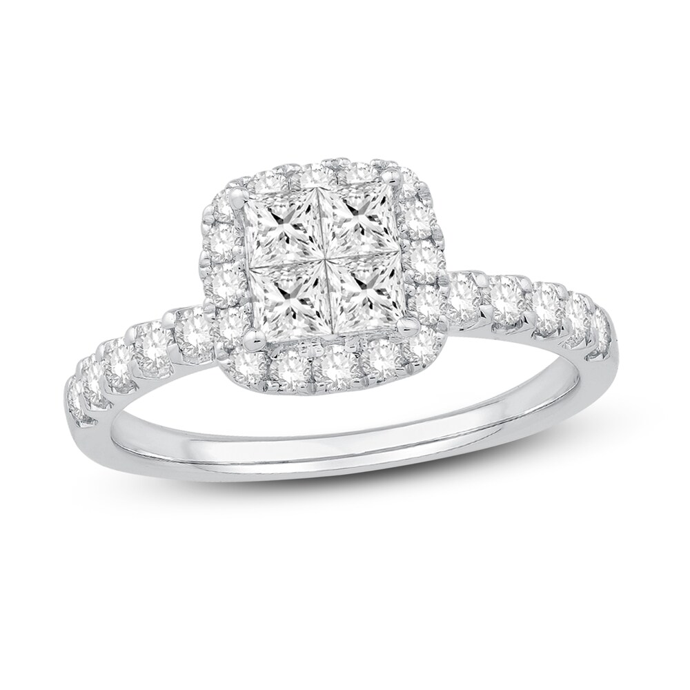 Diamond Engagement Ring 1 ct tw Princess/Round 14K White Gold 3gsUW5hG