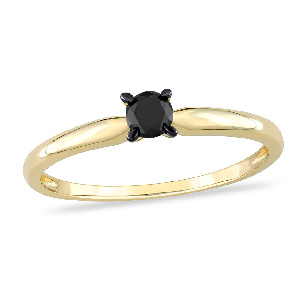 Black Diamond Solitaire Engagement Ring 1/4 ct tw Round-cut 14K Yellow Gold 3jdEd3Og
