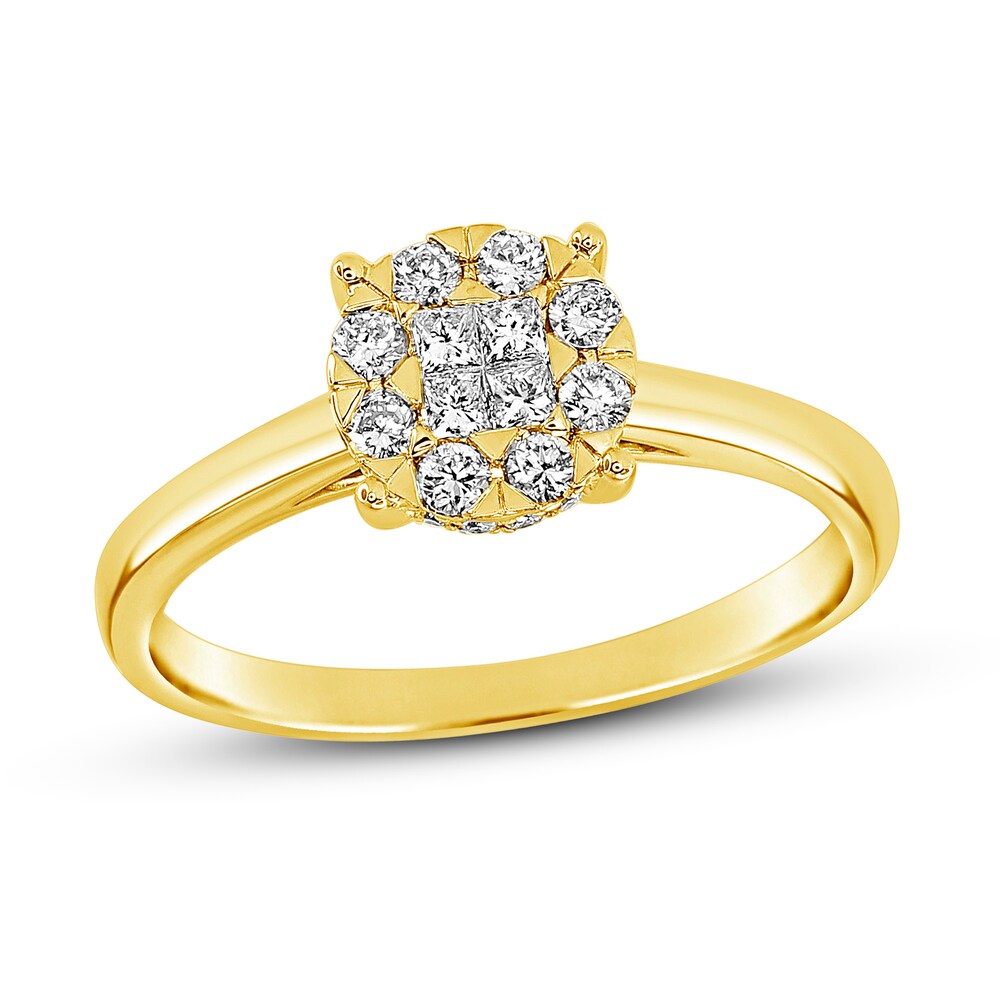 Diamond Engagement Ring 3/8 ct tw Round/Princess 14K Yellow Gold 3lejPqHS