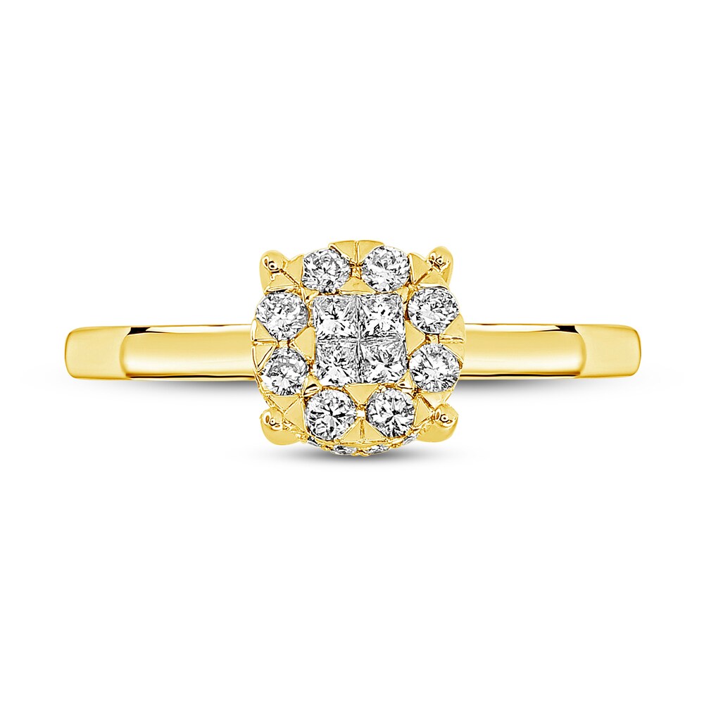 Diamond Engagement Ring 3/8 ct tw Round/Princess 14K Yellow Gold 3lejPqHS