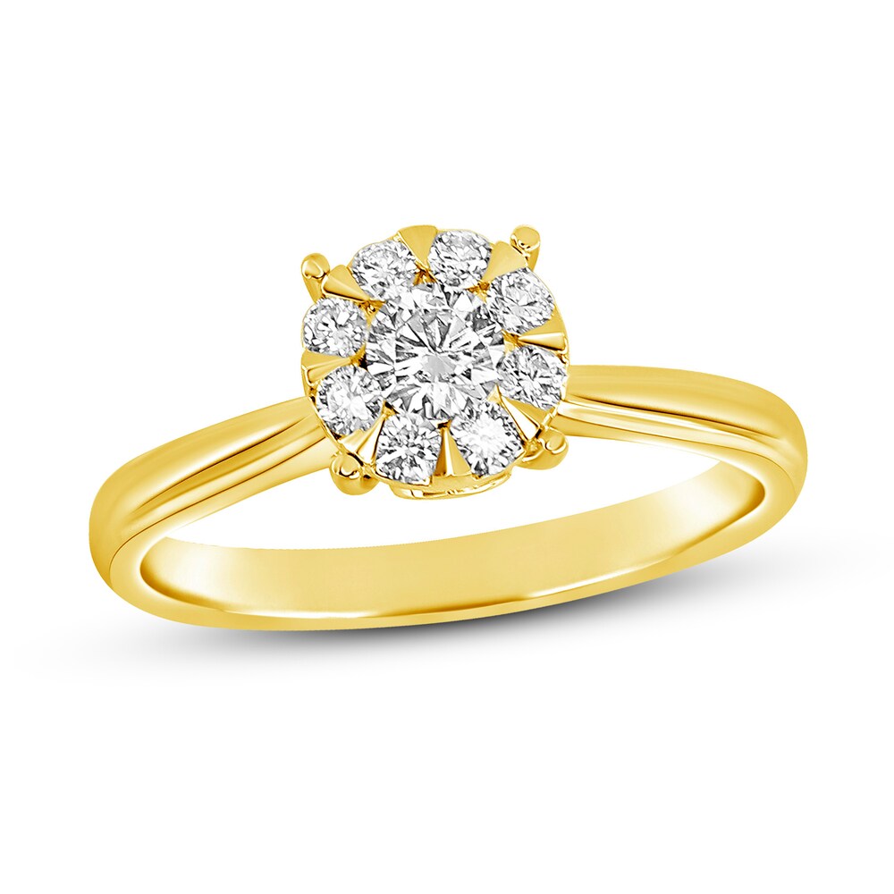 Diamond Engagement Ring 3/8 ct tw Round 14K Yellow Gold 3mJ2GbaJ [3mJ2GbaJ]