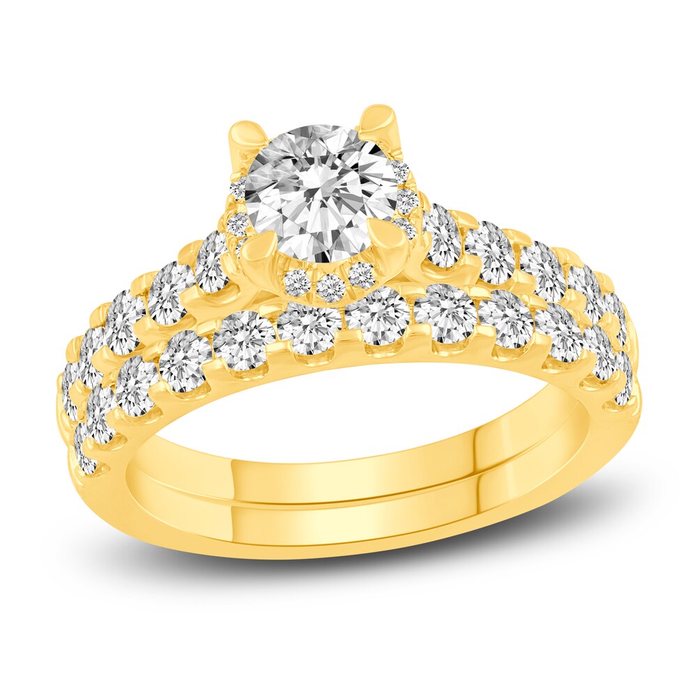 Diamond Bridal Set 2-1/8 ct tw Round 14K Yellow Gold 4I4GqNgu