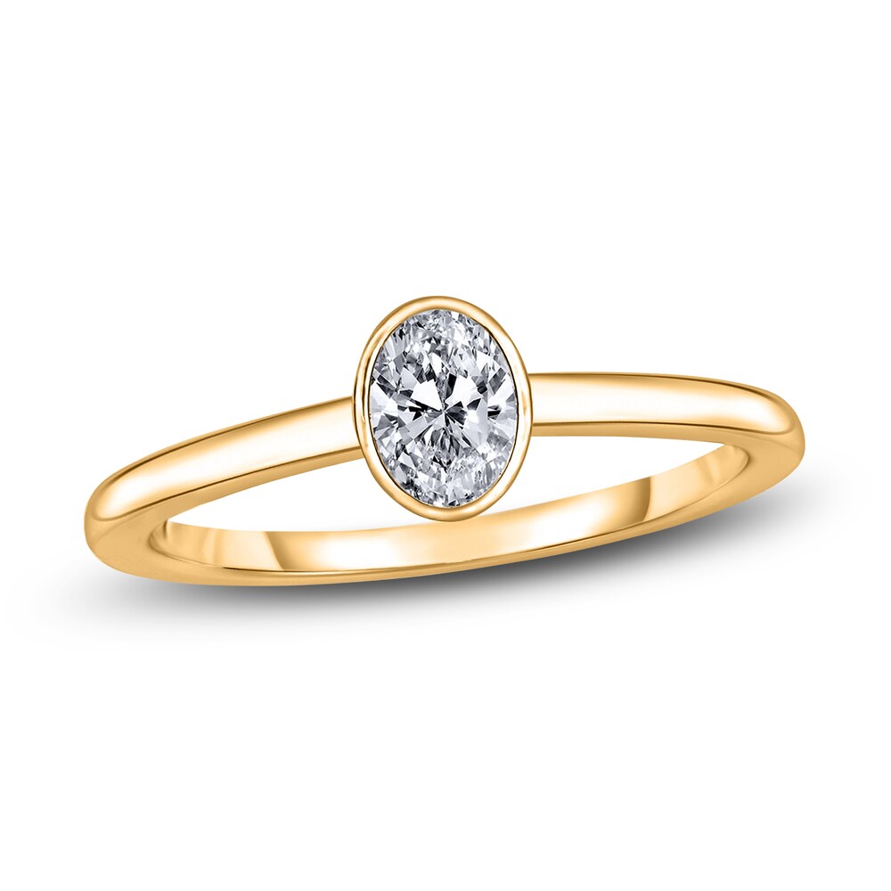 Diamond Solitaire Engagement Ring 3/4 ct tw Bezel-Set Oval 14K Yellow Gold (I2/I) 4MvkvpsW