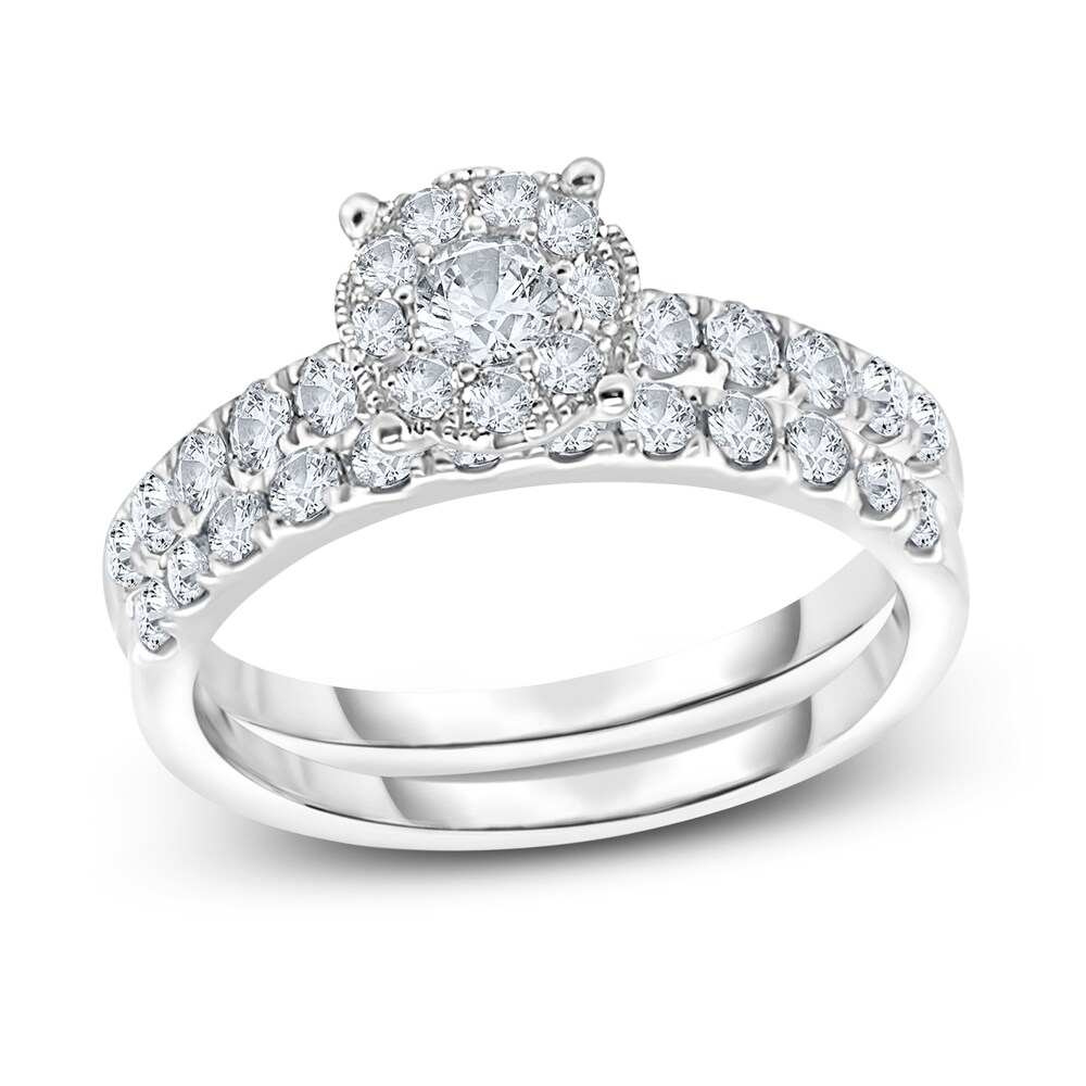 Diamond Bridal Set 7/8 ct tw Round 14K White Gold 4PHPAxEJ