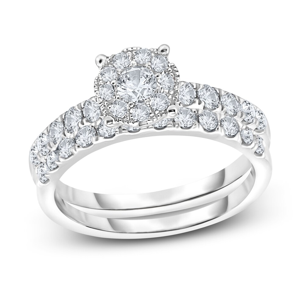 Diamond Bridal Set 7/8 ct tw Round 14K White Gold 4PHPAxEJ