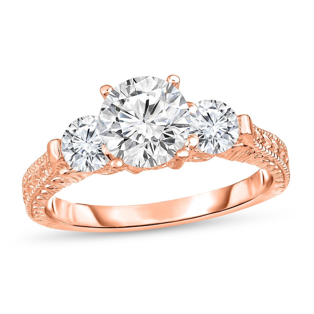 Diamond 3-Stone Ring 1 ct tw Round 14K Rose Gold 4QSyrQ9Y