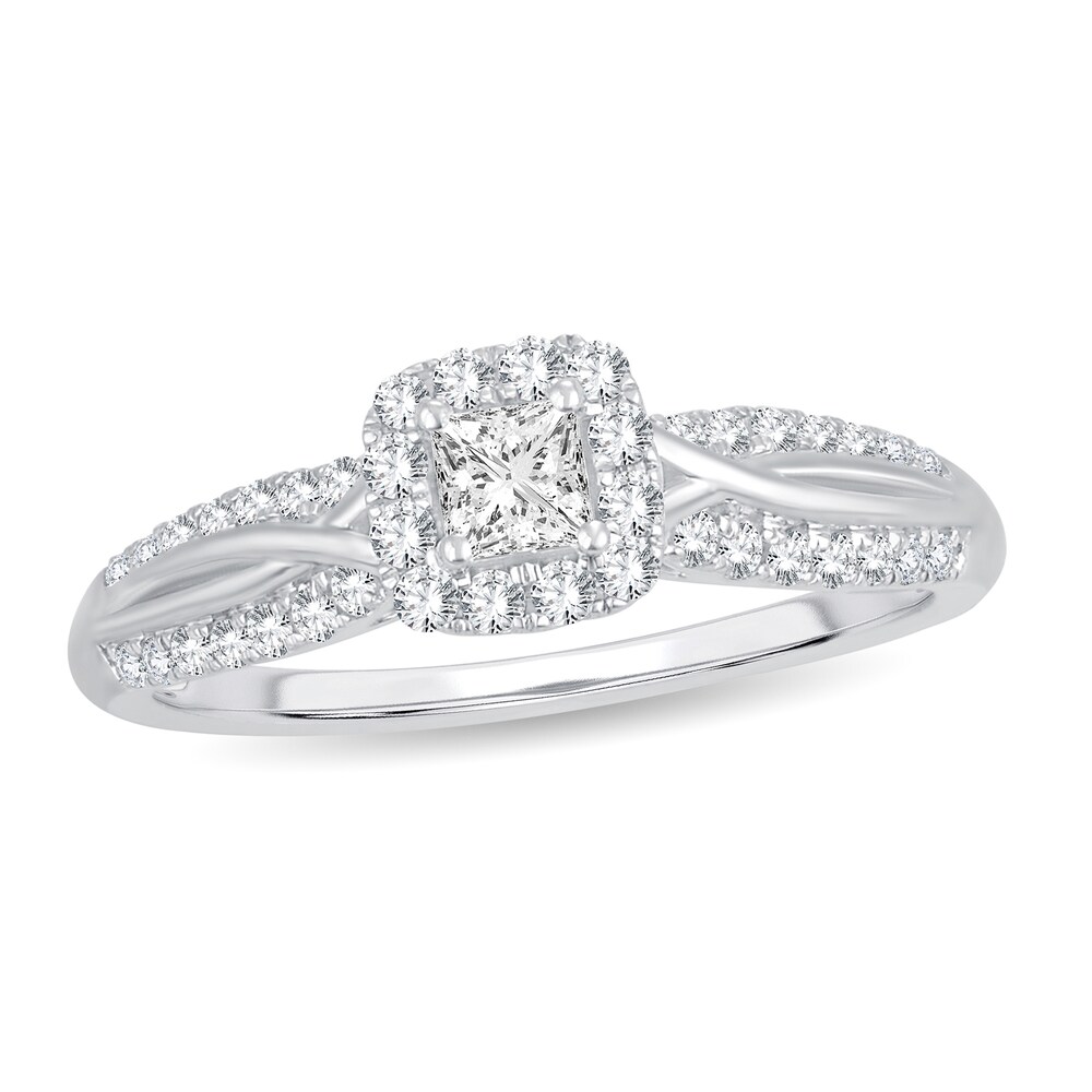 Diamond Ring 1/2 ct tw Princess 14K White Gold 4TAwPB97
