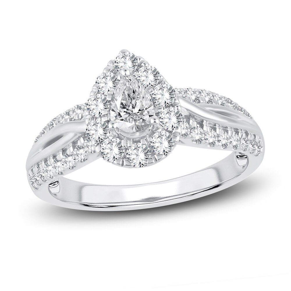 Diamond Engagement Ring 1 ct tw Pear/Round 14K White Gold 4U102uhC