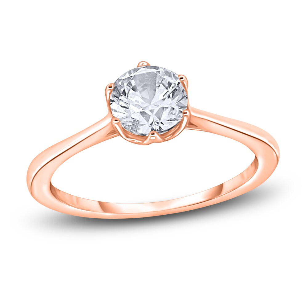 Diamond Cathedral Solitaire Engagement Ring 3/4 ct tw Round 14K Rose Gold (I2/I) 4cmIXDTp