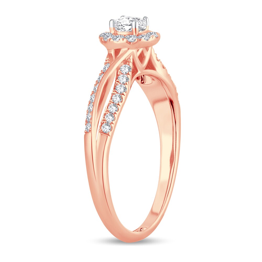 Diamond Engagement Ring 1/2 ct tw Round/Oval 14K Rose Gold 4d0sf3yZ