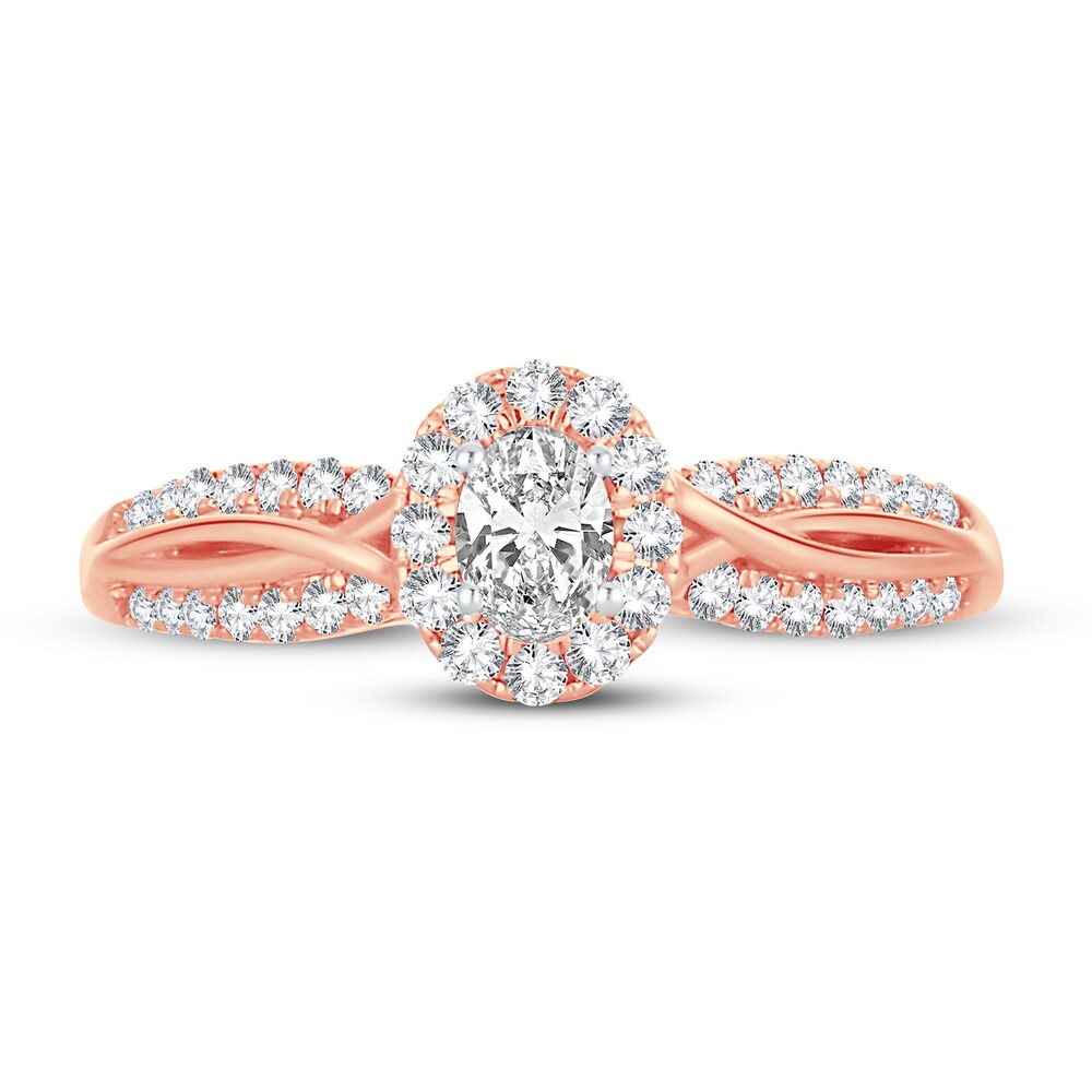 Diamond Engagement Ring 1/2 ct tw Round/Oval 14K Rose Gold 4d0sf3yZ