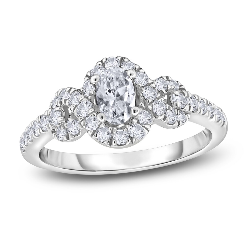 Diamond Engagement Ring 3/4 ct tw Oval/Round 14K White Gold 4hm2SUnw