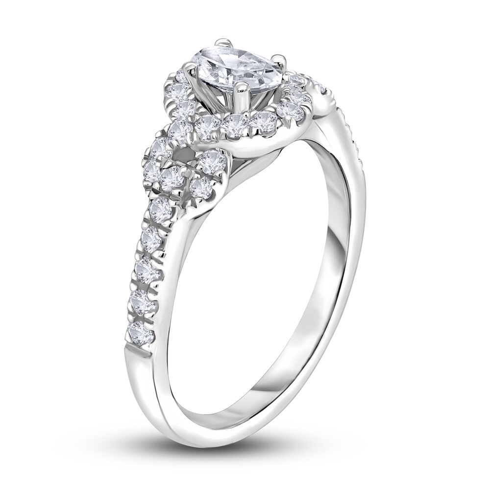 Diamond Engagement Ring 3/4 ct tw Oval/Round 14K White Gold 4hm2SUnw