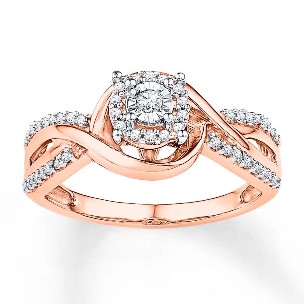 Diamond Promise Ring 1/4 ct tw Round 10K Rose Gold 4l5giCRJ