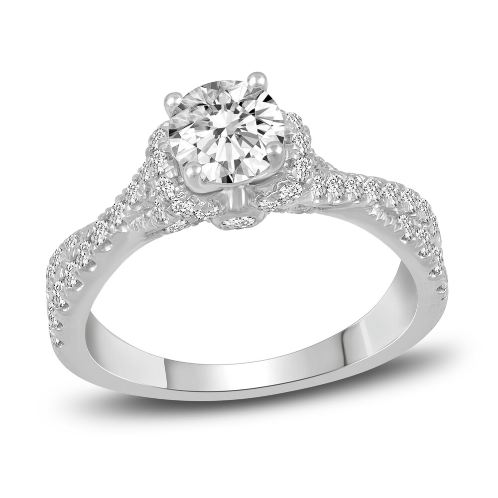 Diamond Engagement Ring 1-3/8 ct tw Round 14K White Gold 4sIr0L1U