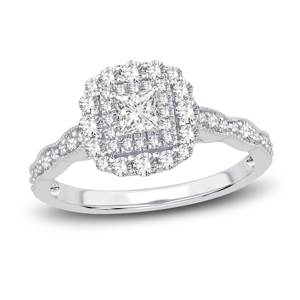 Diamond Engagement Ring 3/4 ct tw Princess/Round 14K White Gold 529KVcY7