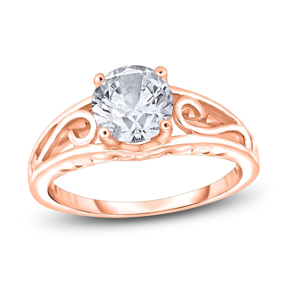 Diamond Solitaire Scroll Engagement Ring 1 ct tw Round 14K Rose Gold (I2/I) 52QKDixD