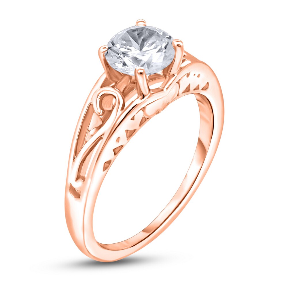 Diamond Solitaire Scroll Engagement Ring 1 ct tw Round 14K Rose Gold (I2/I) 52QKDixD