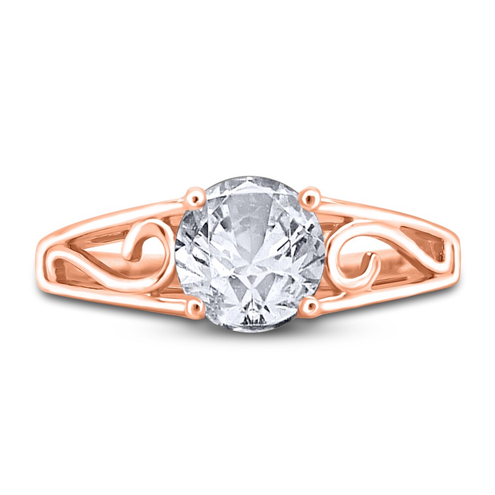 Diamond Solitaire Scroll Engagement Ring 1 ct tw Round 14K Rose Gold (I2/I) 52QKDixD