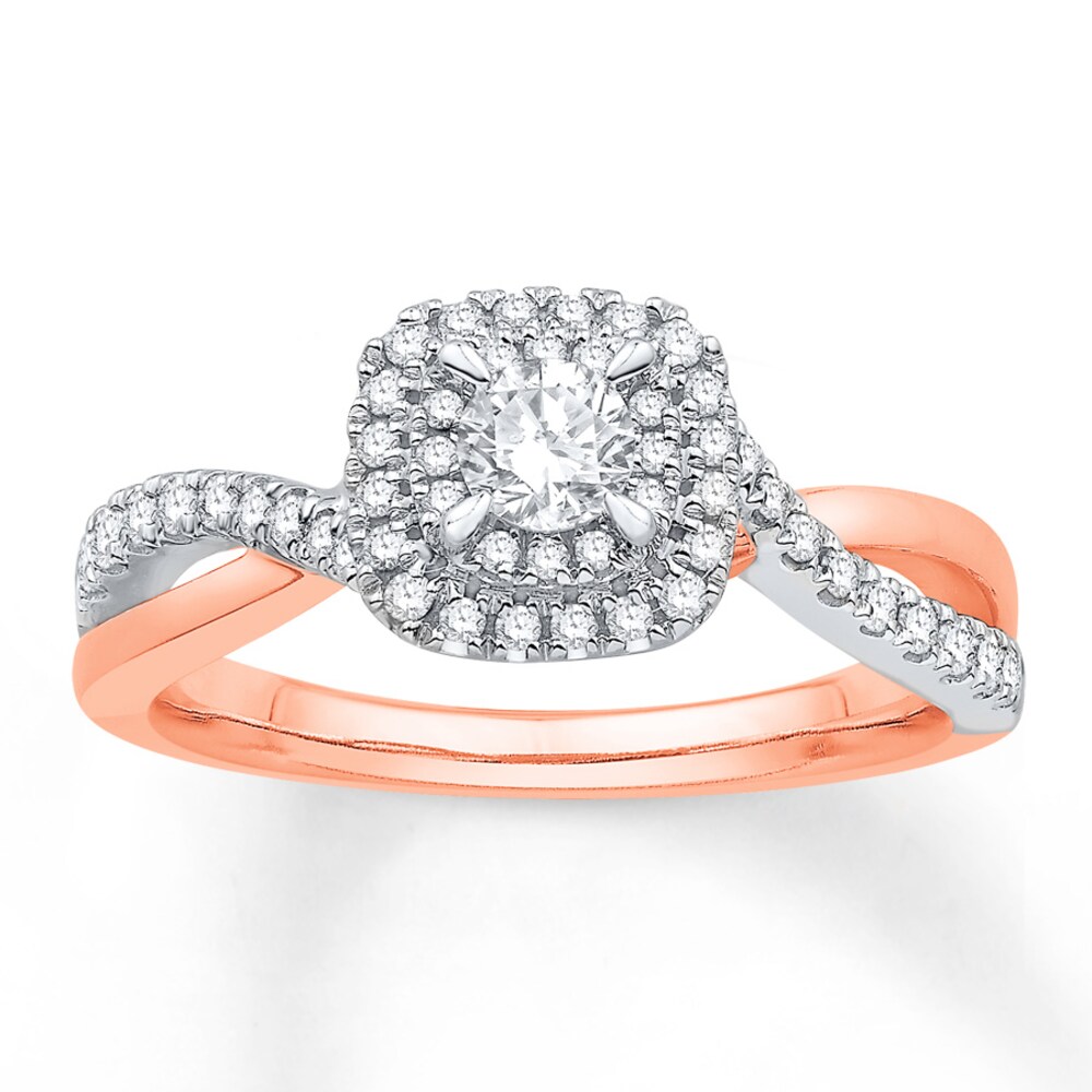 Diamond Engagement Ring 1/2 ct tw Round-cut 14K Two-Tone Gold 52qJBQ5C