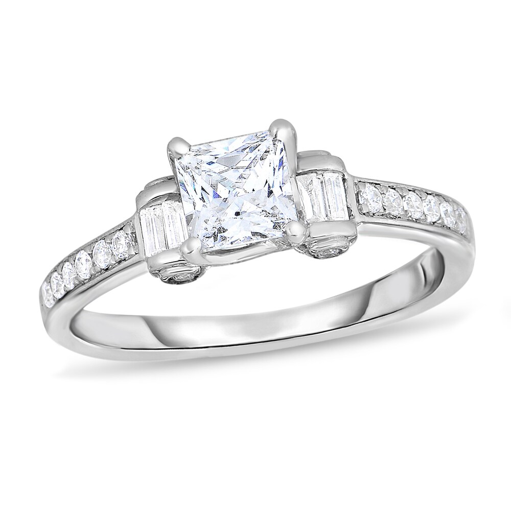 Diamond Ring 1-1/4 ct tw Princess/Round 14K White Gold 58rboYKg