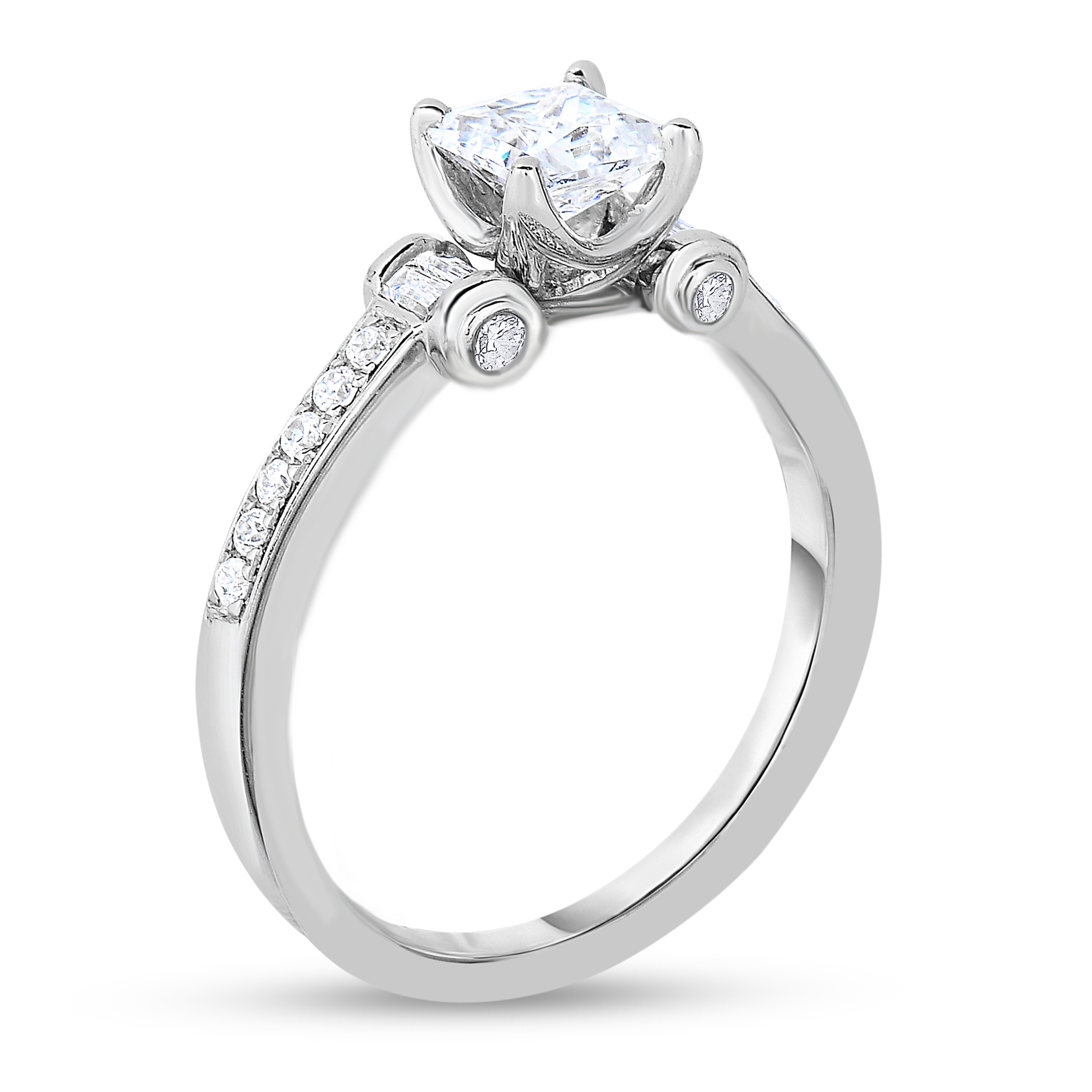 Diamond Ring 1-1/4 ct tw Princess/Round 14K White Gold 58rboYKg