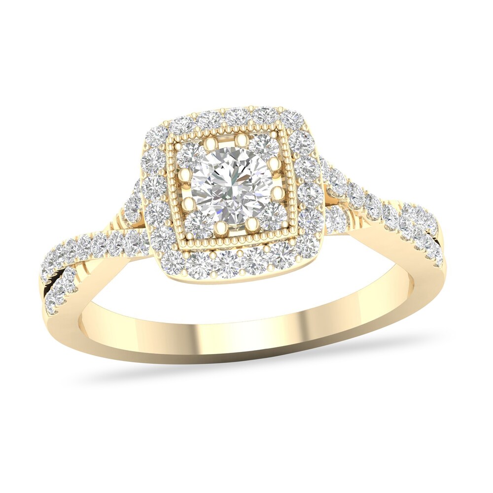 Diamond Ring 3/4 ct tw Round-cut 14K Yellow Gold 5CgrtM3d [5CgrtM3d]