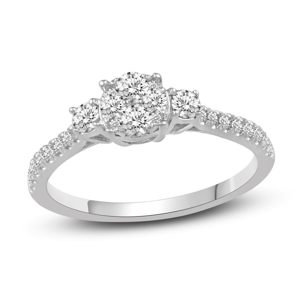 Diamond Engagement Ring 1/2 ct tw Round 14K White Gold 5ehfwNx7