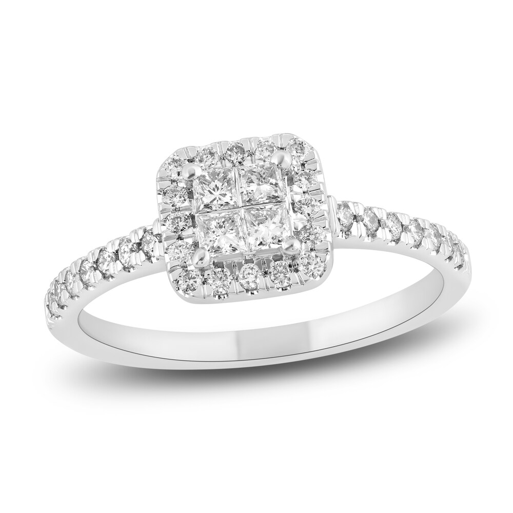 Diamond Engagement Ring 1/2 ct tw Princess/Round 14K White Gold 5nI8YAXn