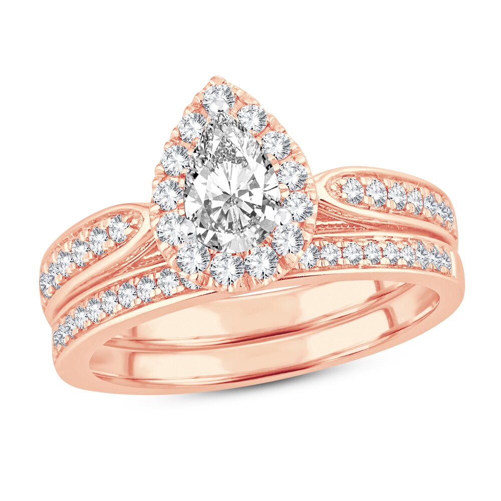 Diamond Bridal Set 7/8 ct tw Pear-shaped/Round-cut 14K Rose Gold 5nMdO3wm