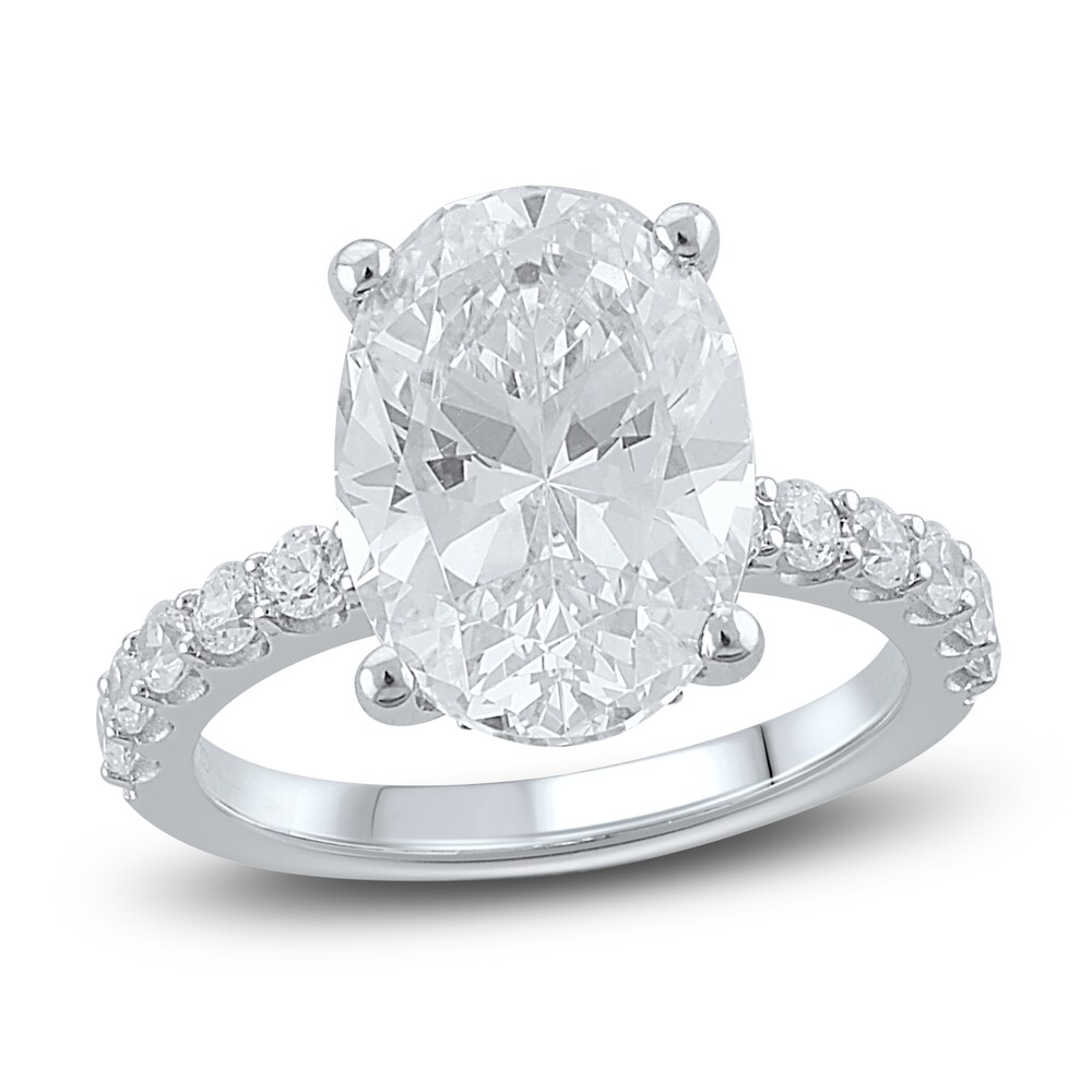 Lab-Created Diamond Engagement Ring 5-3/4 ct tw Oval/Round Platinum 5ptxahDM