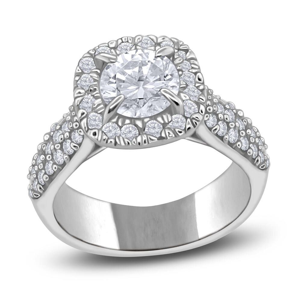 Diamond Halo Engagement Ring 1-5/8 ct tw Round 14K White Gold 5tMPFcQA