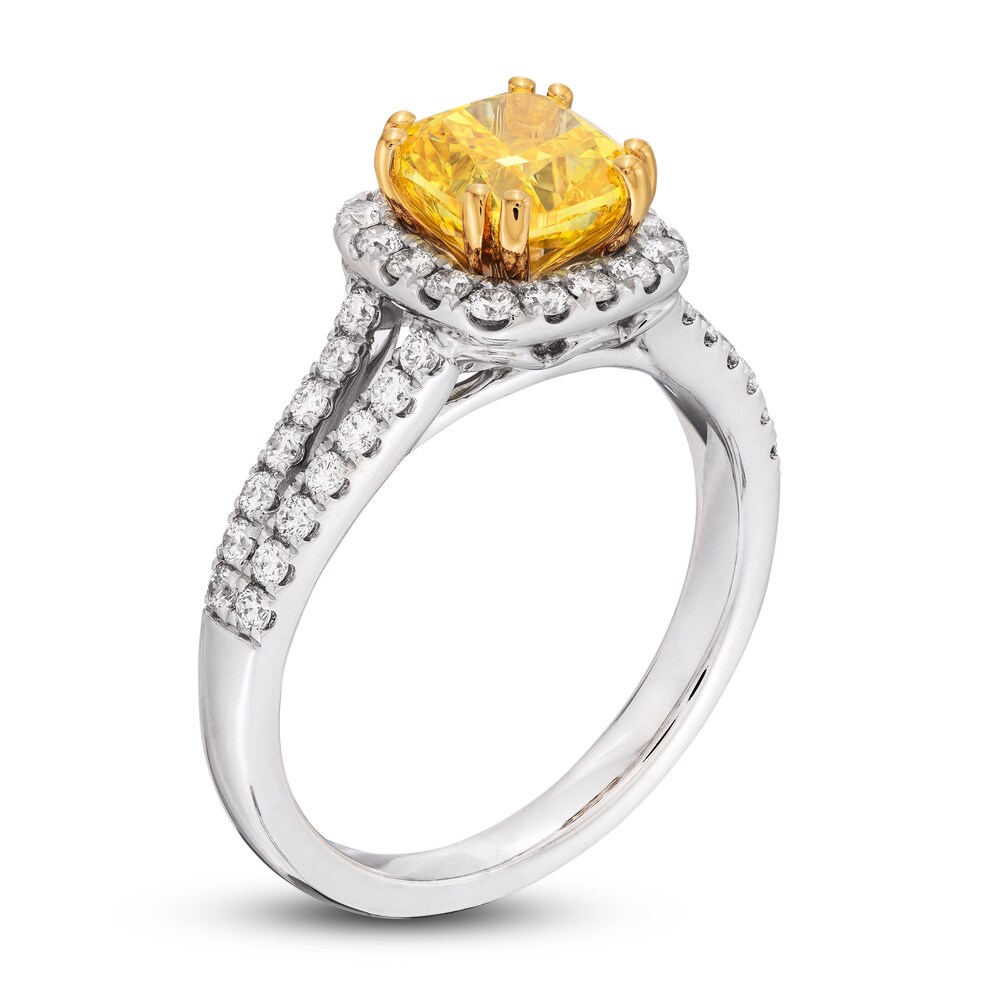 Yellow Lab-Created Diamond Engagement Ring 2 ct tw Round 14K Two-Tone 62IVCR87