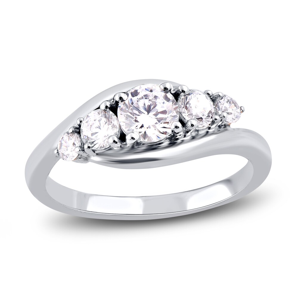 Diamond 5-Stone Engagement Ring 1 ct tw Round 14K White Gold 674UuyqI