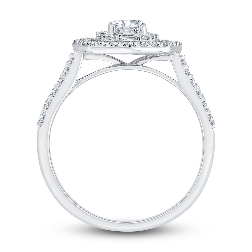 Diamond Engagement Ring 3/4 ct tw Cushion, Baguette & Round 14K White Gold 68Odqklp