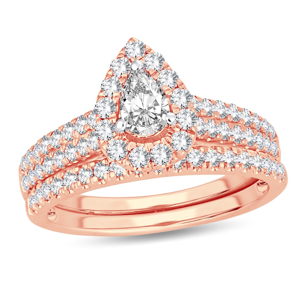 Diamond Bridal Set 1 ct tw Pear-shaped 14K Rose Gold 6D3wAzDX