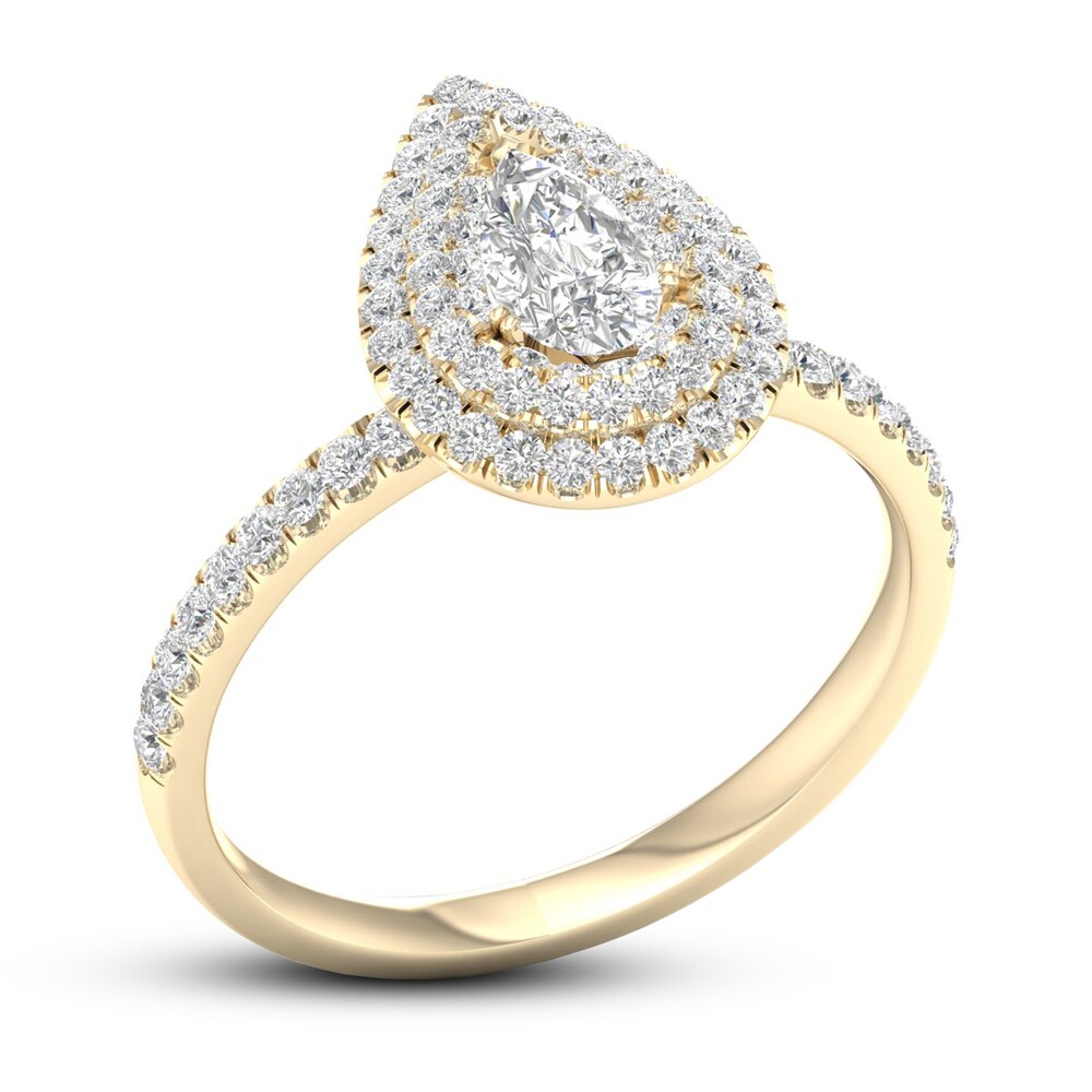 Diamond Engagement Ring 3/4 ct tw Pear-shaped/Round 14K Yellow Gold 6NcxhVKg