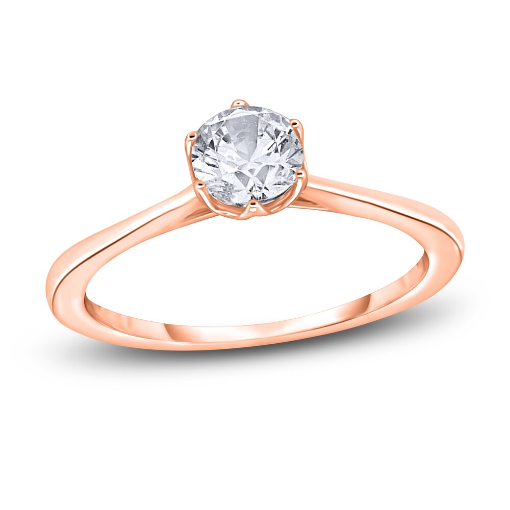Diamond Cathedral Solitaire Engagement Ring 1/2 ct tw Round 14K Rose Gold (I2/I) 6NrJXXLV