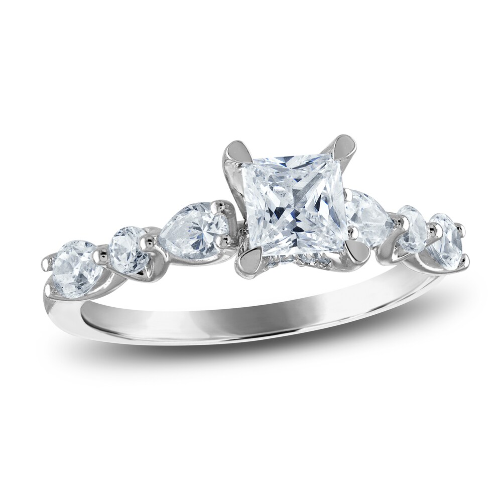 Certified Diamond Engagement Ring 1-1/5 ct tw Princess/Round /Pear 14K White Gold 6Ss8vKoz