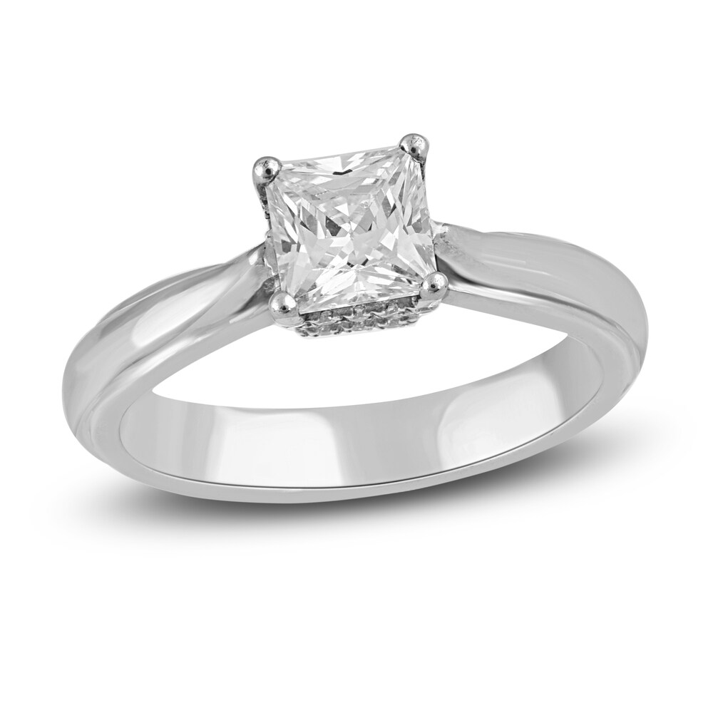 Diamond Engagement Ring 1 ct tw Princess/Round 14K White Gold 6agG6PNG