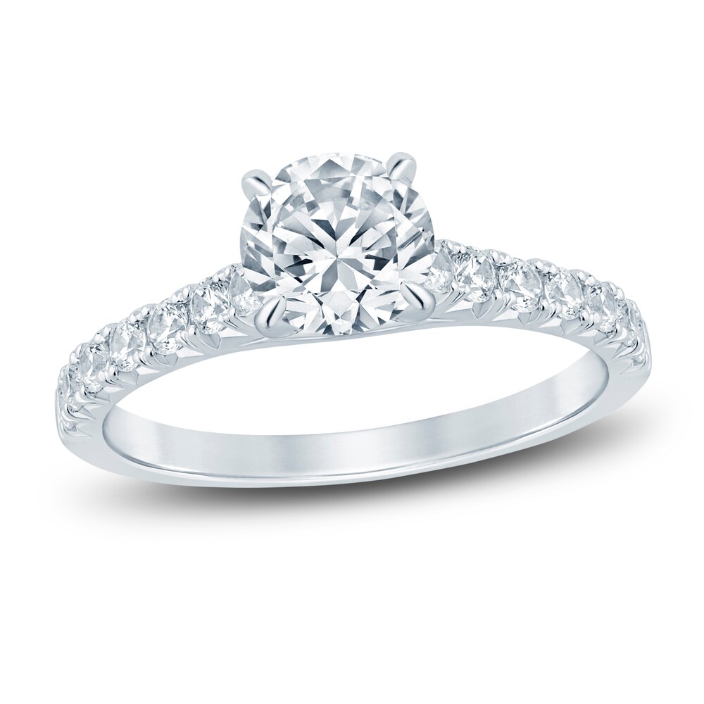 Diamond Hidden Halo Engagement Ring 1-1/2 ct tw Round 14K White Gold 6kZnXwjd