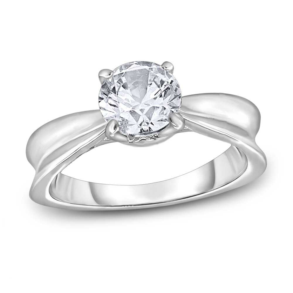 Diamond Solitaire Concave Engagement Ring 1-1/2 ct tw Round 14K White Gold (I2/I) 7J9DzWvg