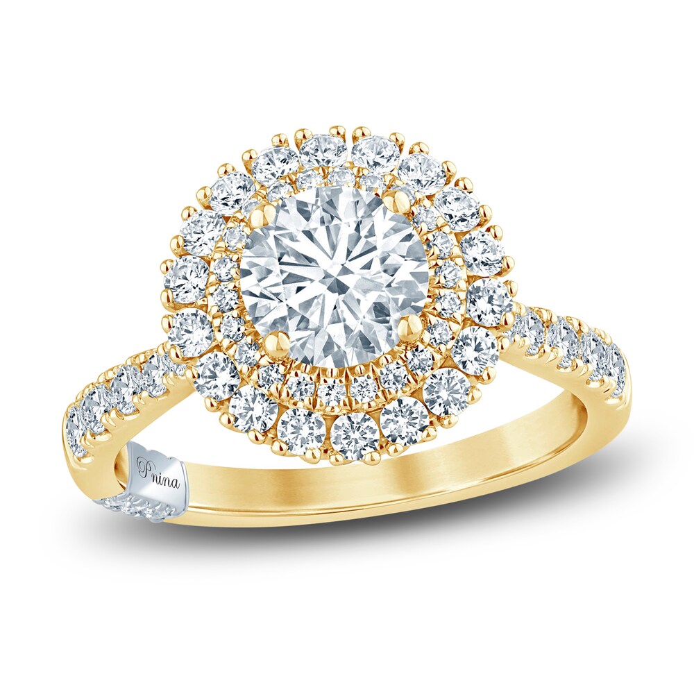 Pnina Tornai Lab-Created Diamond Engagement Ring 1-7/8 ct tw Round 14K Yellow Gold 7PtXeSx9