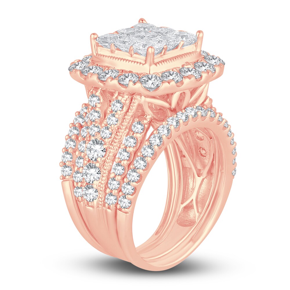 Diamond Ring 4 ct tw Princess/Round 14K Rose Gold 7Qkeb4TI