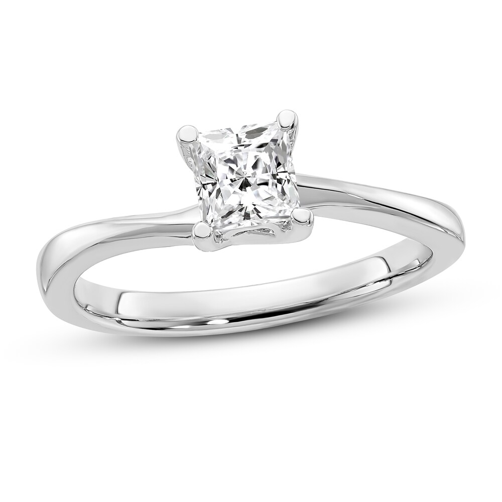 Diamond Solitaire Engagement Ring 1/2 ct tw Princess 14K White Gold (I1/I) 7UoYLA6F