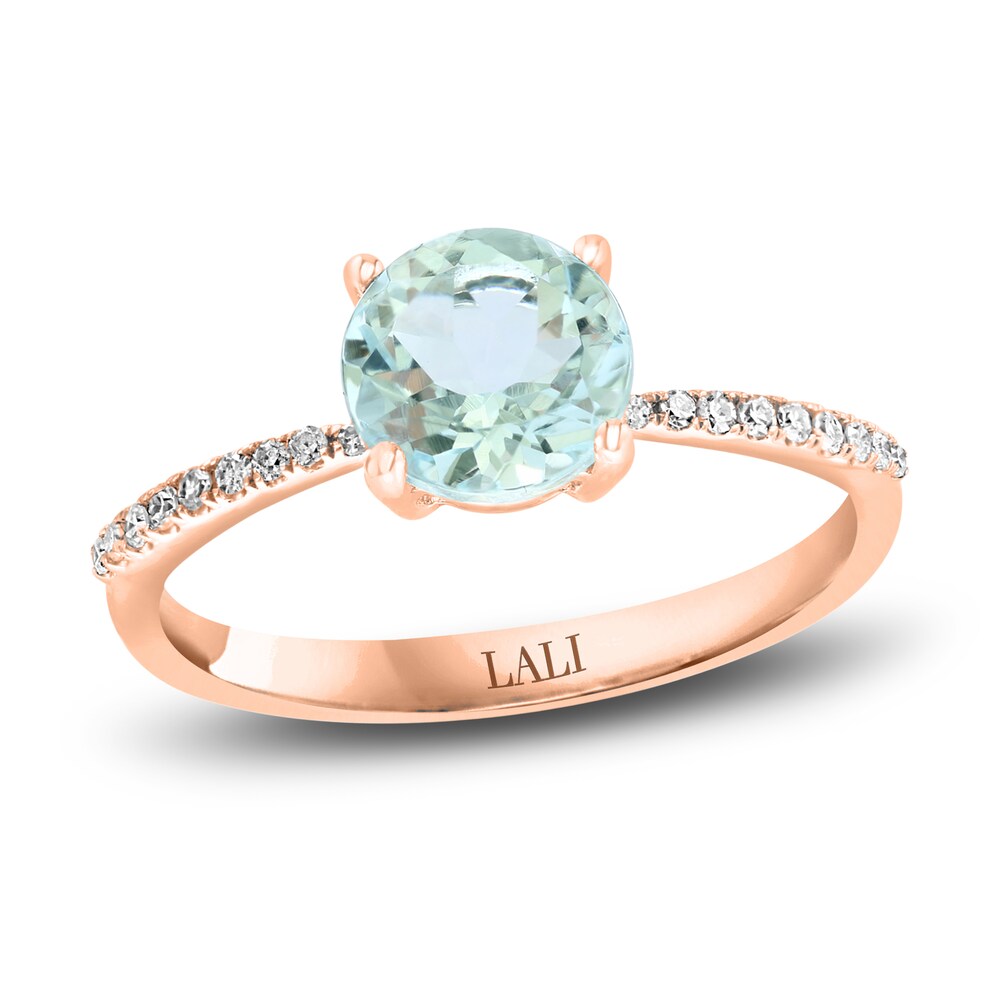 LALI Jewels Natural Aquamarine Engagement Ring 1/15 ct t Diamonds 14K Rose Gold 7XlbUHcq [7XlbUHcq]
