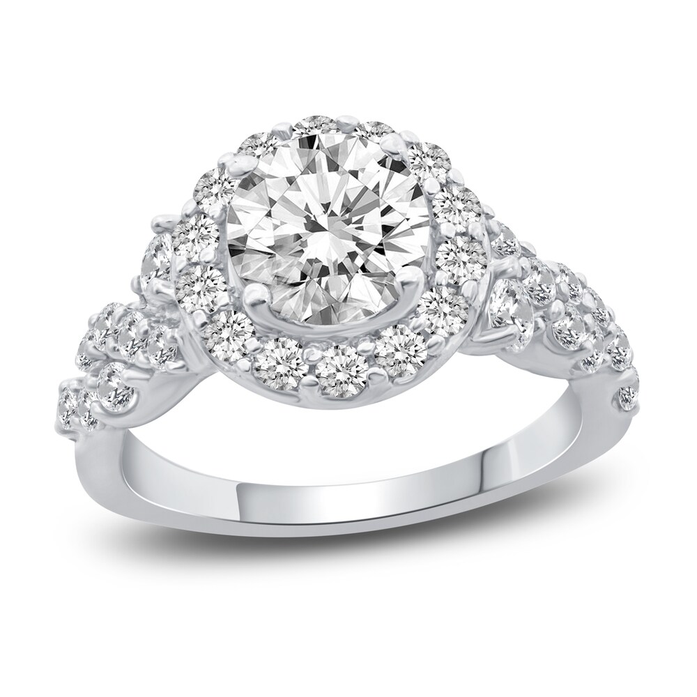 Diamond Engagement Ring 2-1/2 ct tw Round 14K White Gold 7fqll2RY